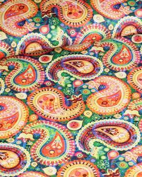 Tricot Polyester Paisley Multicolor, Hobby en Vrije tijd, Stoffen en Lappen, Overige kleuren, Nieuw