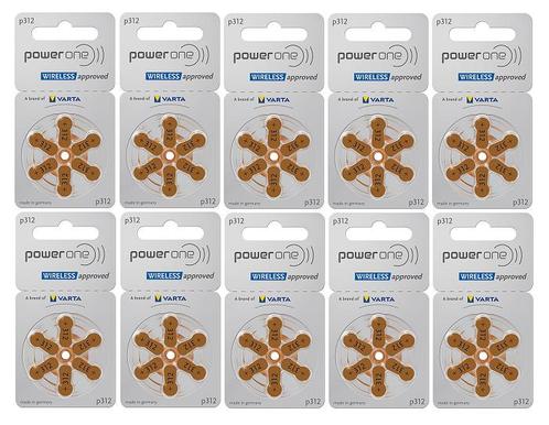 PowerOne Hoorapparaat batterij P312 bruin (60 stuks), Diversen, Verpleegmiddelen, Nieuw, Ophalen of Verzenden