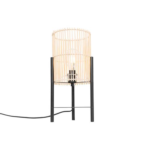 Scandinavische tafellamp bamboe - Natasja, Huis en Inrichting, Lampen | Tafellampen, Nieuw, Minder dan 50 cm