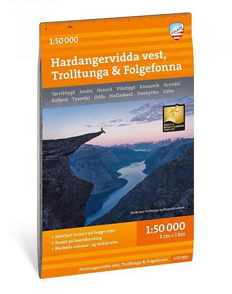Wandelkaart Hardangervidda West, Trolltunga &amp; Folgefonna, Boeken, Atlassen en Landkaarten, Nieuw, Verzenden