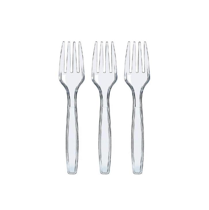 100x Herbruikbare Vork - Transparant - 18 cm, Huis en Inrichting, Keuken | Bestek, Los bestek, Nieuw, Vaatwasserbestendig, Kunststof