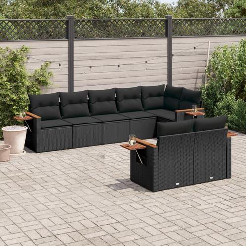 vidaXL 8-delige Loungeset met kussens poly rattan zwart, Tuin en Terras, Tuinsets en Loungesets, Loungeset, Nieuw, Rotan, Verzenden