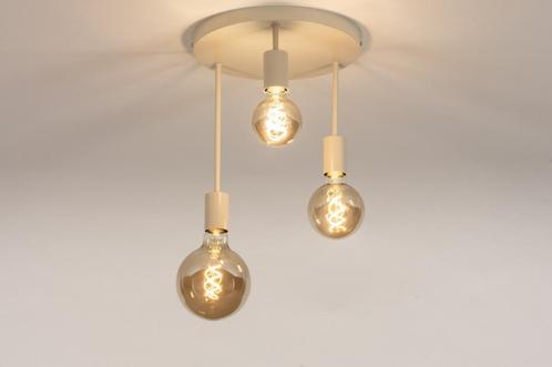 Rietveld Plafondlampen - Beige, Zand - Metaal, Huis en Inrichting, Lampen | Plafondlampen, Verzenden