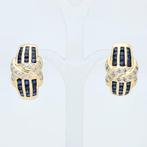 Oorbellen - 14 karaat Geel goud Saffier - Diamant, Sieraden, Tassen en Uiterlijk, Oorbellen, Nieuw