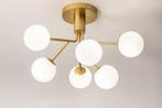 Rietveld Plafondlampen - Wit, Goud - Glas, Metaal, Verzenden, Nieuw