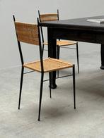 Stoel - Eik, Messing, Rattan - Eettafel & 4 stoelen