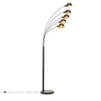 Design vloerlamp zwart met goud 5-lichts - Sixties Marmo, Nieuw, Overige materialen, Design, 150 tot 200 cm