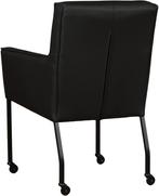 Set van 6 Zwarte leren moderne eetkamerstoelen - Toledo Leer, Nieuw, Vijf, Zes of meer stoelen, Eigentijds, Leer