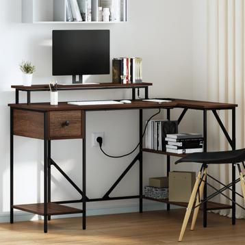 vidaXL Bureau bruin eikenkleur 120 x 79 x 86.5 cm Bewerkt beschikbaar voor biedingen