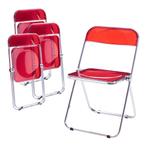 Klapstoel set van 4 Pornainen 74x46x47 cm rood [en.casa], Huis en Inrichting, Stoelen, Verzenden, Nieuw