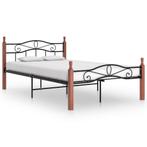 vidaXL Bedframe metaal en massief eikenhout zwart 120x200 cm, Verzenden, Zwart, Nieuw, Twijfelaar