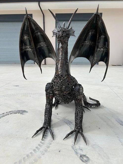 sculptuur, Drago in Ferro Forgiato e Assemblato - 1 cm -, Antiek en Kunst, Curiosa en Brocante