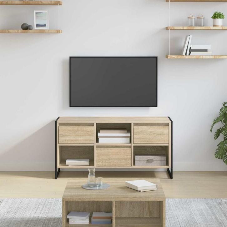 vidaXL TV-kast met lade Sonoma 100 x 36 x 49,5 cm Bewerkt, Huis en Inrichting, Kasten | Televisiemeubels, Nieuw, Minder dan 50 cm