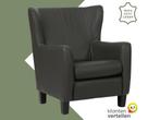 Leren fauteuil Hug - Hermes Antracite (donkergrijs) - Poten, Nieuw, Ophalen of Verzenden, 75 tot 100 cm, Eigentijds, Klassiek, Retro, Romantisch