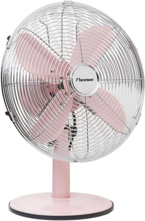 BESTRON DFT35R RETRO BUREAUVENTILATOR 35 CM ROZE 35 WATT, Huis en Inrichting, Brandblussers en Brandkasten, Nieuw, Ophalen of Verzenden