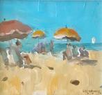 Cor Schaap (1968) - Strandgezicht met parasols, Antiek en Kunst