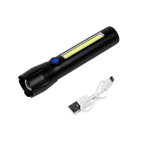Hofftech Tactical zaklamp - LED en COB - oplaadbaar - 141..., Caravans en Kamperen, Kampeeraccessoires, Nieuw, Ophalen of Verzenden