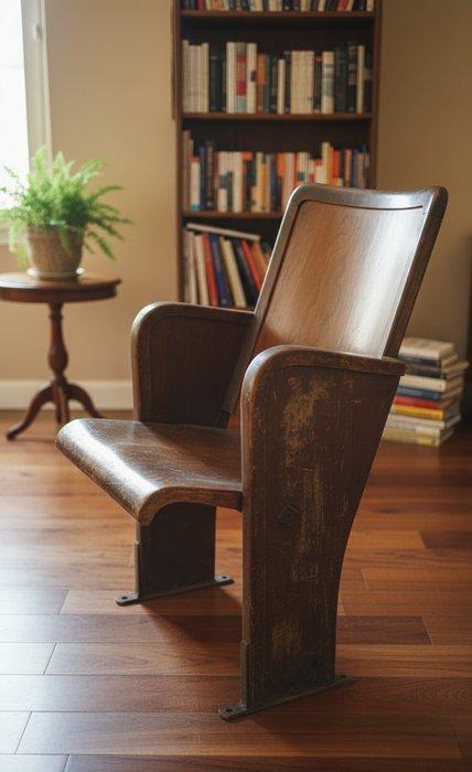 Fauteuil - Industriële cinema stoel - Vintage ontwerp -, Antiek en Kunst, Antiek | Wandborden en Tegels