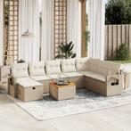 vidaXL 9-delige Loungeset met kussens poly rattan beige, Tuin en Terras, Tuinsets en Loungesets, Verzenden, Nieuw, Rotan, Loungeset