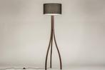 Rietveld Vloerlampen - Zwart, Bruin, Hout - Stof, Hout, Verzenden, Nieuw
