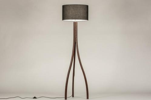 Rietveld Vloerlampen - Zwart, Bruin, Hout - Stof, Hout, Huis en Inrichting, Lampen | Vloerlampen, Verzenden