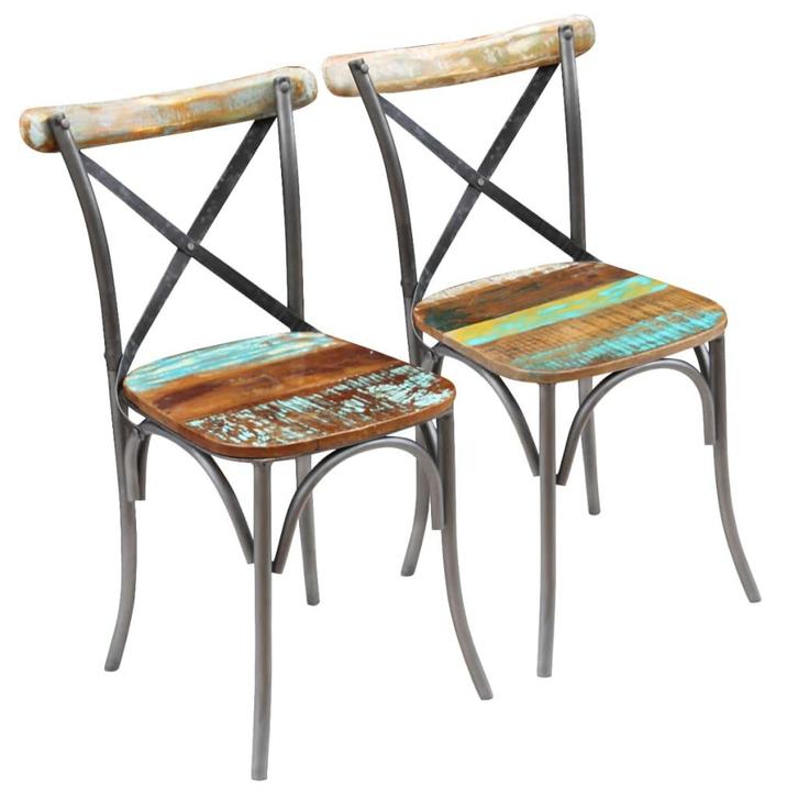 vidaXL Eetkamerstoelen 2 st massief gerecycled hout, Huis en Inrichting, Stoelen, Nieuw, Verzenden