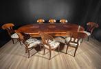 Extending - Eettafel (9) - Hout, Textiel, Marquetry - met 8