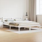 vidaXL Bedframe met hoofdbord massief grenenhout wit 160x220, Huis en Inrichting, Slaapkamer | Bedden, Verzenden, Nieuw, Wit, Hout
