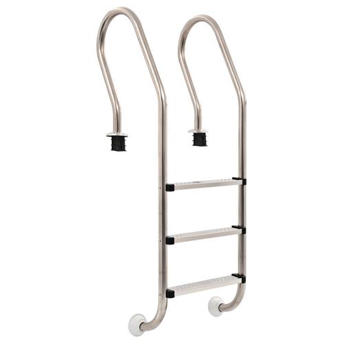 vidaXL Zwembadladder met 3 sporten 120 cm roestvrij staal, Tuin en Terras, Zwembad-toebehoren, Nieuw, Verzenden