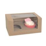 HoM Cupcake Doosje 2 Kraft (incl. tray met venster) 3st., Verzenden, Nieuw