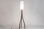 Rietveld Vloerlampen - Wit, Bruin - Stof, Hout, Huis en Inrichting, Lampen | Vloerlampen, Verzenden, Nieuw