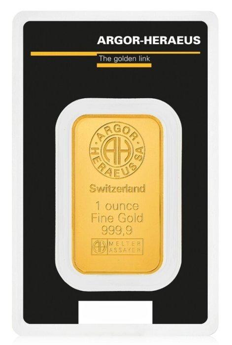 1 Troy Ounce - Goud .999 - Argor-Heraeus - Verzegeld en met, Postzegels en Munten, Edelmetalen en Baren