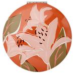 Compact Make Up Spiegeltje Florens met Roze bloemen - Rood -, Huis en Inrichting, Woonaccessoires | Spiegels, Ophalen of Verzenden