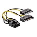 8-pin (6+2) Male To Dual SATA Splitter Cable, Computers en Software, Pc- en Netwerkkabels, Nieuw, Ophalen of Verzenden