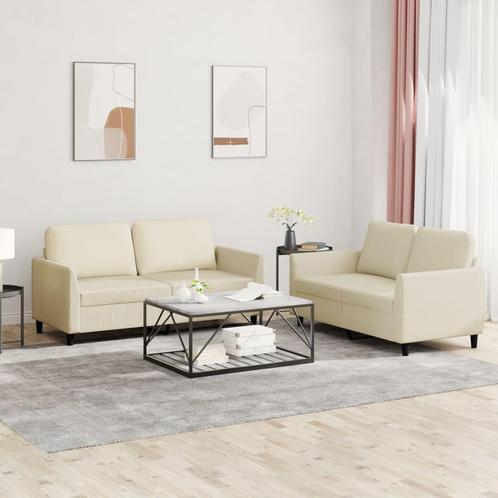 vidaXL 2-delige Loungeset met kussens kunstleer crème, Huis en Inrichting, Banken | Bankstellen, Nieuw, 150 tot 200 cm, Leer, Vierpersoons of meer