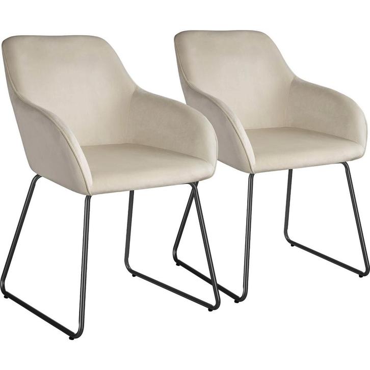Eetkamerstoel Jeane, fluweellook, sledeonderstel - Fluweel c, Huis en Inrichting, Stoelen, Verzenden
