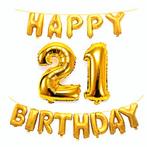 Happy 21 verjaardag decoratie set goud met wit 25-delig, Verzenden, Nieuw, Versiering, Verjaardag