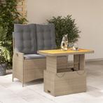 vidaXL 2-delige Tuinset met kussens poly rattan beige, 2 zitplaatsen, Nieuw, Tuinset, Verzenden