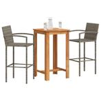 vidaXL 3-delige Tuinbarset massief acaciahout en poly rattan, Tuin en Terras, Tuinsets en Loungesets, Verzenden, Nieuw, Rotan