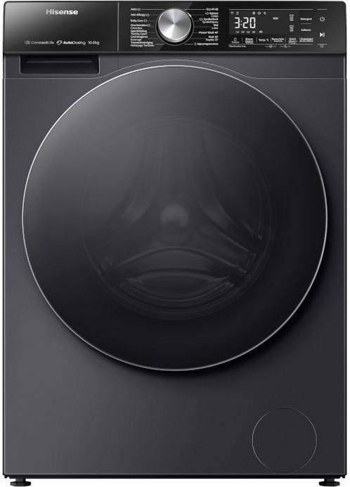 Hisense WF5S1045BB zwarte wasmachine met AutoDose en stoom, Witgoed en Apparatuur, Wasmachines, 1200 tot 1600 toeren, 10 kg of meer