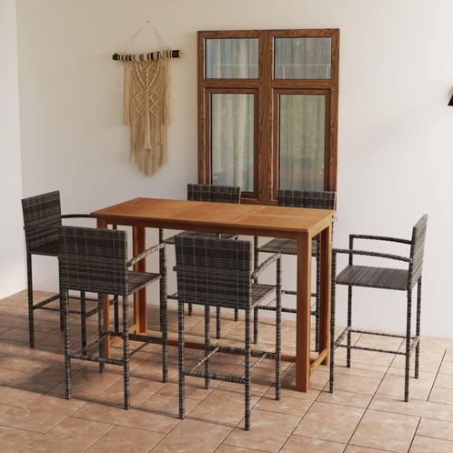 vidaXL 7-delige Tuinbarset grijs, Tuin en Terras, Tuinsets en Loungesets, Nieuw, 6 zitplaatsen, Hardhout, Verzenden
