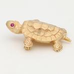 Broche - 14 karaat Geel goud - 0.14ct. tw. Robijn