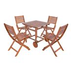 Tuinset Ancarano 5-delig tuintafel met 4 tuinstoelen houtkle, Verzenden, Nieuw