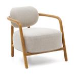 *WOONWINKEL* Kave Home Melqui Fauteuil Gebogen Eikenhout, Verzenden, Nieuw, Stof