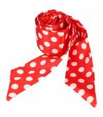 Haarsjaaltje Smal Stippen Print 180cm Wit Rood, Nieuw
