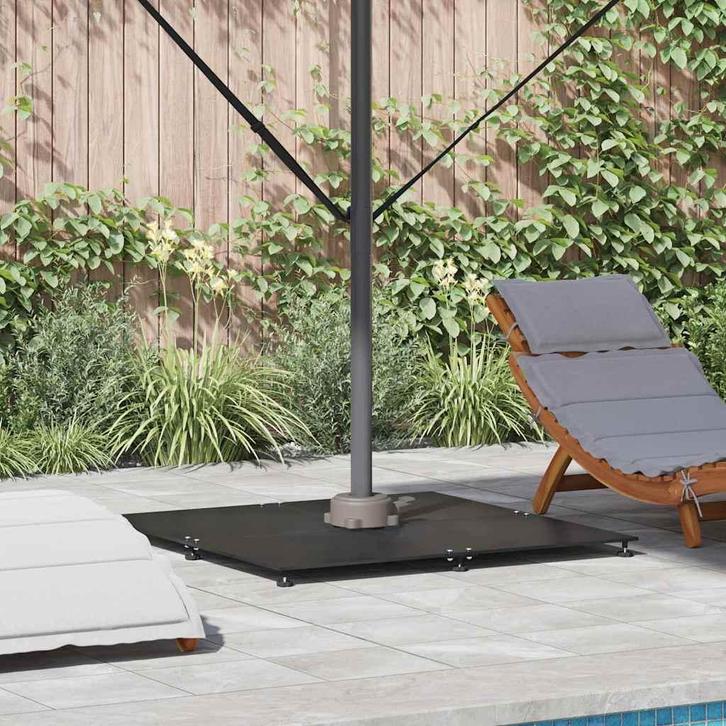 vidaXL Parasolvoet Zwart 100 x 100 x 4 cm Staal, Tuin en Terras, Parasols, Parasolvoet, Nieuw, 1 tot 2 meter, Verzenden