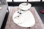 Moderne salontafel MARVELOUS 90cm wit marmeren keramiek, Huis en Inrichting, Tafels | Salontafels, Ophalen of Verzenden, Nieuw