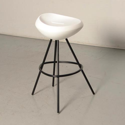 Lonc design barkruk, wit, 4-poot onderstel, Huis en Inrichting, Barkrukken, Ophalen of Verzenden
