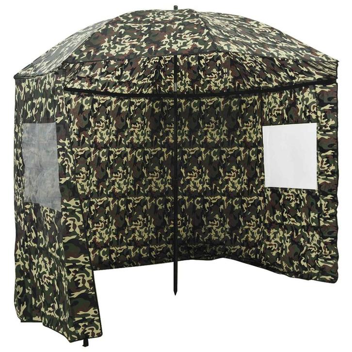 vidaXL Vis Paraplu Camouflage 240 x 210 cm Oxford Polyester, Tuin en Terras, Zonneschermen, Nieuw, Verzenden