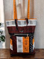Shopper tas met Afrikaanse print - Donkerbruin / Geel Bogola, Sieraden, Tassen en Uiterlijk, Tassen | Damestassen, Ophalen of Verzenden
